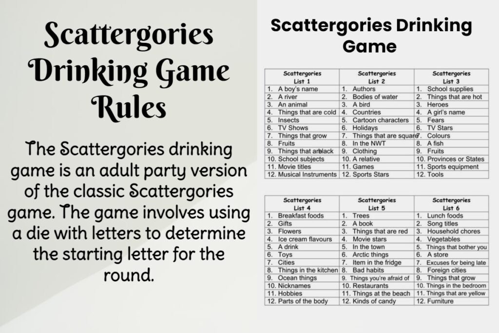 Scattergories drinking game