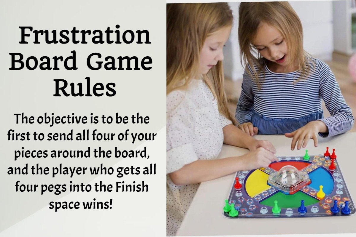 To play the frustration board game, you have to place the pegs in the starting positions to start the game, and there are 16 colorful pegs in frustration, including 4 red, 4 yellow, 4 green, and 4 blue. To play the game, your mission is to be the first player to move all the pieces around the board and safely land them in the finished space.