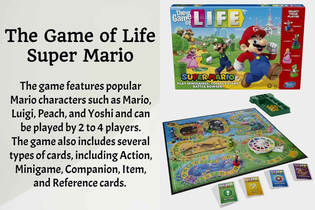 The Game of Life Super Mario Edition is a board game that is designed for children aged 8 and above.