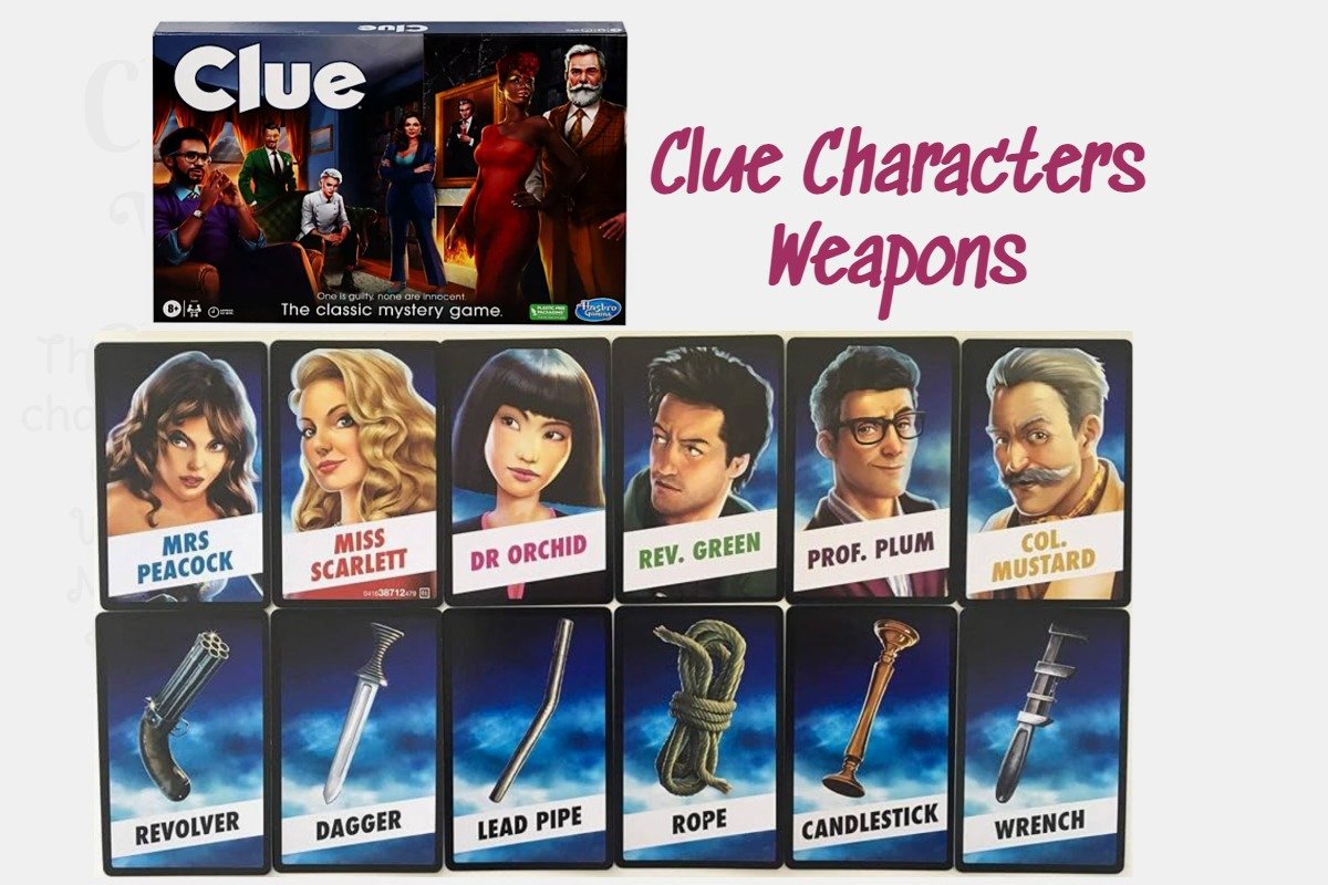 Clue Game Characters & Weapons - Miexto Board Games