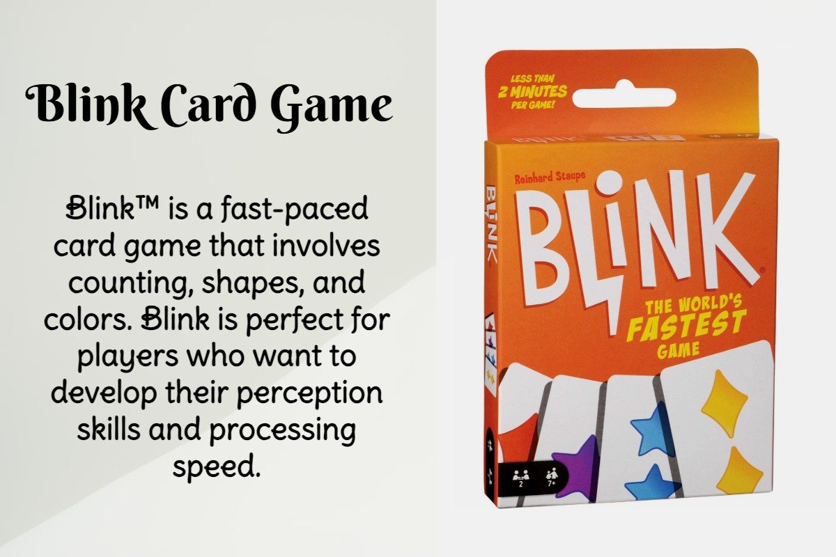 Blink is a popular card game, which is perfect for two players aged seven and upwards. The game is fast-paced and requires players to match the color, number, or shape of their hand cards to one of two discard piles. To start the game, shuffle the cards and create two draw piles, with an equal number of cards in each pile. 